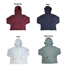 Lands' End Women's Midweight Relaxed Fit Quilted Pullover Hoodie