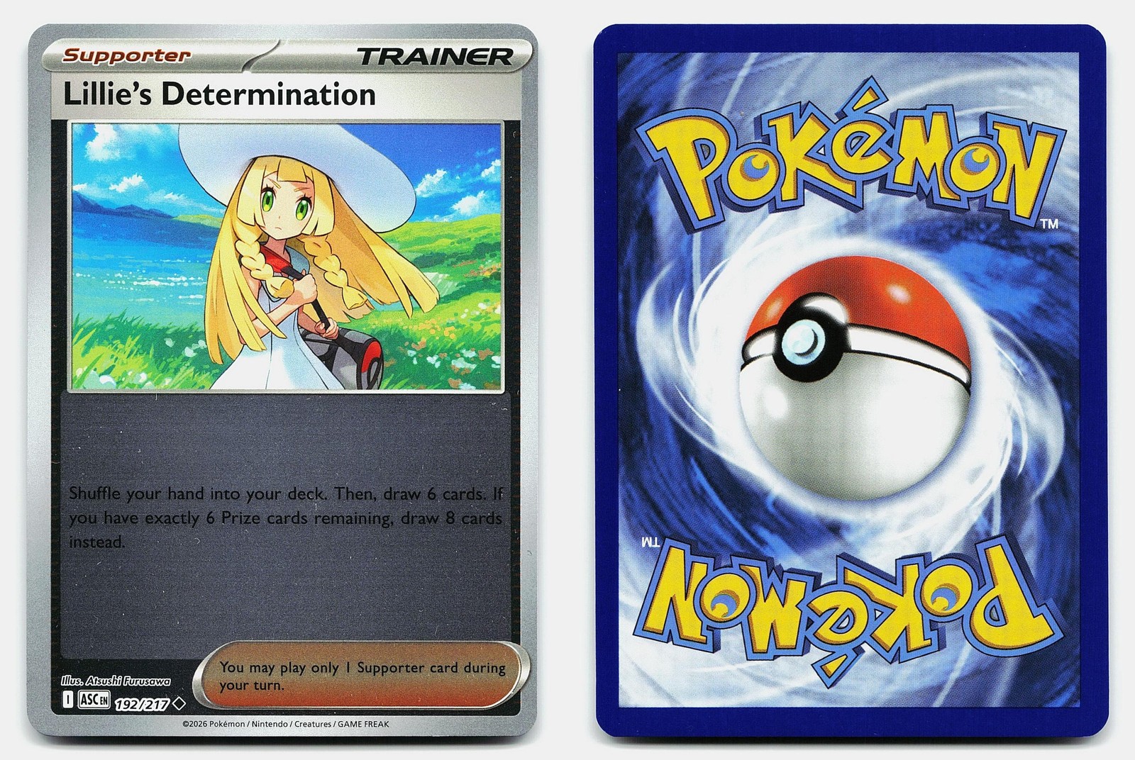LILLIE'S DETERMINATION ME: ASCENDED HEROES 192/217 NM POKEMON REVERSE HOLO