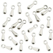 Teardrop Bead Ends for Extension Chains - Silver Plated - 7mm x 3mm - 50 pieces