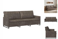 3-Sitzer Sofa Dunkelgrau 220X81X82 Cm Kunstwildleder