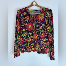 Talbots Colorful Floral Women's light weight cardigan in size Medium