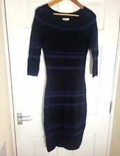 Monsoon Black & Navy Striped Knitted Jumper Dress – UK Size 10