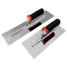 Large Square Notched Tile Trowel Set, 2pcs Stainless Steel Tile Concrete Tool...