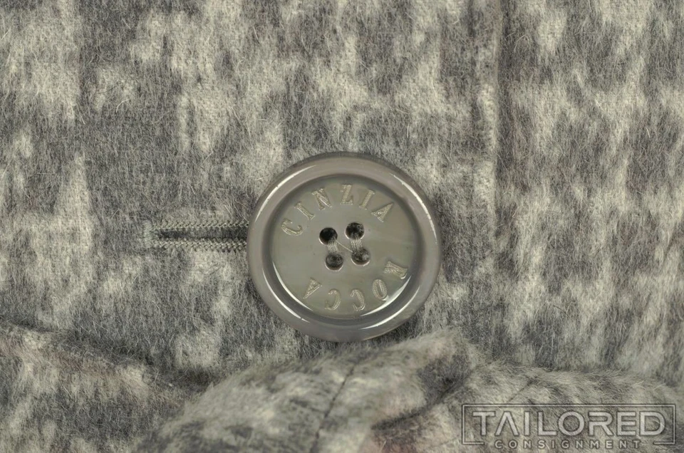 CINZIA ROCCA Gray Houndstooth WOOL ANGORA Womens Jacket Wrap Coat - 8 - Image 3 of 4