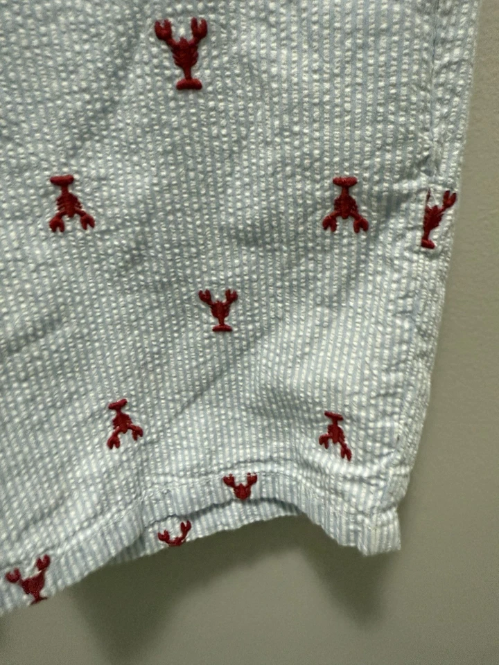 Pantalones Cortos Gymboree Niños Azul Seersucker Langosta Bordados - Talla 12 Foto 3 de 4