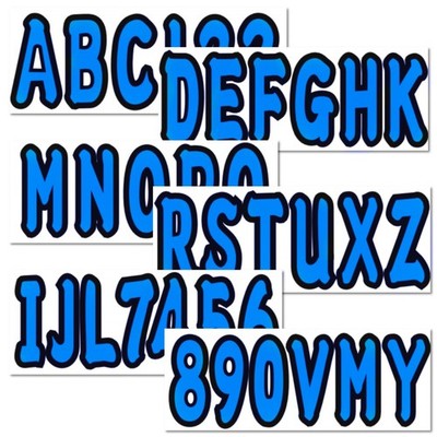 SeaSierra 4 Sets of 3'' Marine Boat Blue Sticker Decals A-Z Letters & 0-9 