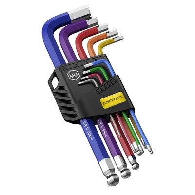 AMTOVL Hex Key Set, 9PCS Metric Allen Key Set, 1.5-10MM, Anti-Slip Long Ball End