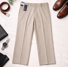 NEW Men's Kenneth Cole Reaction Flat Front Smooth Sailing Pants Stone 34W X 32L