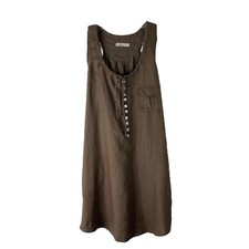 Aaiko brown linen coastal lagenlook boho cottagecore shift sundress small