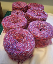 Brushed Fluffy  Aran Varigated red purple white Knitting Yarn Wool Cakes 644gms