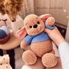 Handmade Baby Kangaroo Crochet Toy, Amigurumi Plush Animal Gift