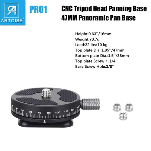 720° Pan 90° Tilt Metal Low Profile Monopod Head Tripod Monopod Gimbal Head - Picture 4 of 14