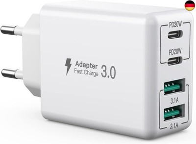 SCCVEE USB C Ladegerät, 40W 4-Port USB C Ladegerät Block, Schnellladeblock Dual 