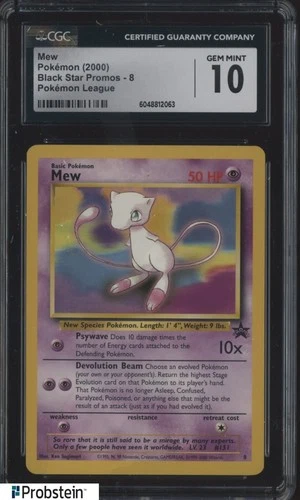 2000 Pokemon Black Star Promo league #8 Mew CGC 10 GEM MINT
