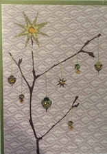 Papyrus- Christmas- Handmade- Branch With Ornaments- Gems, Glitter