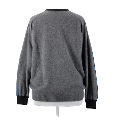 Ermenegildo Zegna Sz XXL Gray Blue Drk Gary Long Sleeve 100% Cashmere Sweater