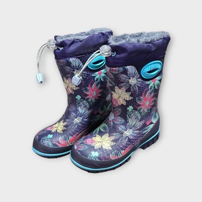 Western Chief Snow Boots Girls Size 9-10 Purple Floral