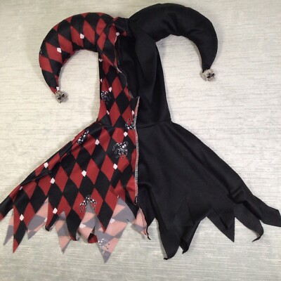 Sinister Jester Costume Hat Only Boys Size 8-10 Red Black, Fast