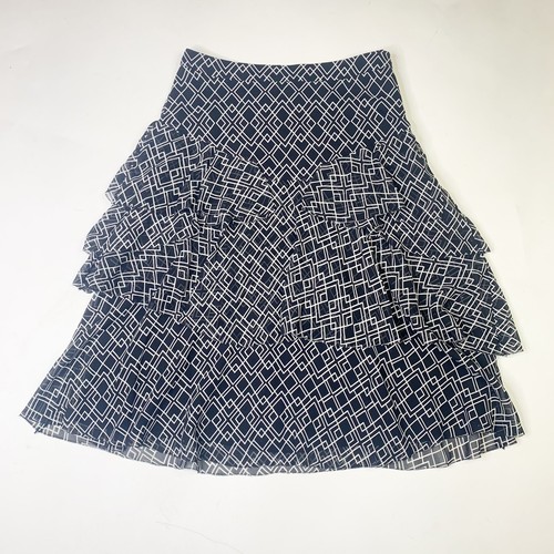 JOIE BLISSANY SILK A-LINE SKIRT size 2 black white Caviar - Picture 2 of 10