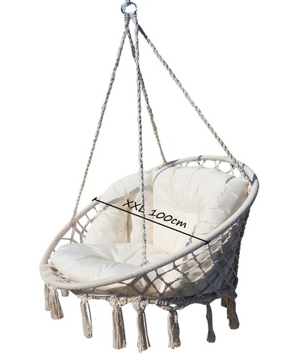 Hängesessel 100cm Stoffsessel Schwebesessel Hängekorb CATALINA mit großem Kissen - Bild 2 von 8