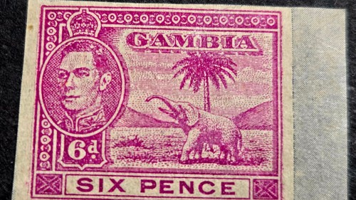 Gambia MNH - Six Pence imperforate PROOF King George VI Scarce Stamp - Picture 2 of 5