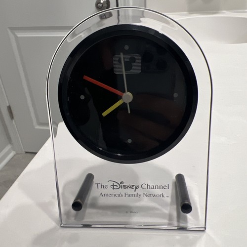 Vintage The Disney Channel Clear Desk Clock Mickey Ears - works - Picture 3 of 8
