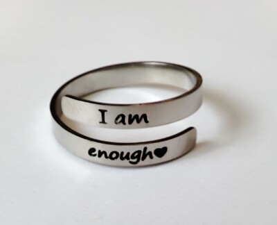 I Am Enough Edelstahl Daumenring Drehring Depression Bewusstsein Selbstfürsorge