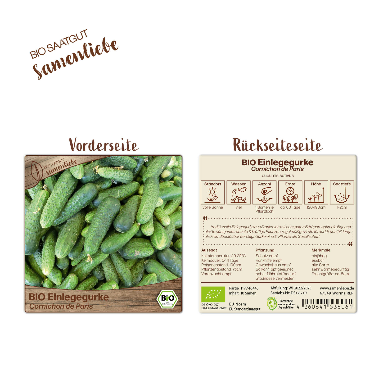 BIO Gurken Samen Sorte Cornichon de Paris Gemüsesamen BIO Gemüse