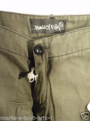 Pantalon Punkyfish Vert Kaki - Taille 40, Coupe Droite, Neuf Avec étiquette