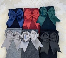 Girls School Socks - Spanish Double Bow Knee High. Uniform PERFECT PRINCESS