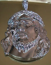 Men's Silver Finish Jesus Religious Fashion Dressy Casual Hip Hop Charm