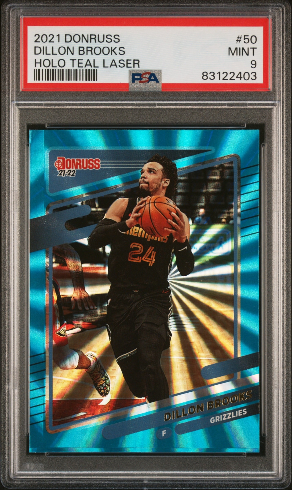 2021 Panini Donruss 50 Dillon Brooks Holo Teal Laser - PSA 9