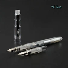2016 Fresh Model Wing Sung 659 Transparent Fountain Pen With 2 Nibs Silver Clip