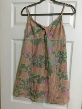 Jessica Simpson Floral Mini Sundress Size Medium Linen Blend Pink Green Summer