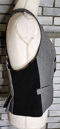 ☆ Express Women's One Button Front Dressy Career Vest Size 12 Gray Pleated Back - Picture 5 of 11