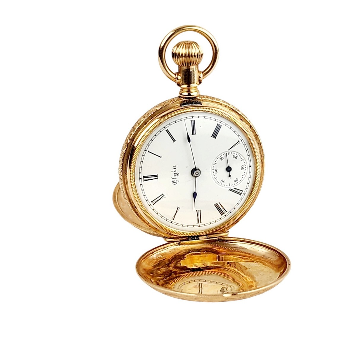 Antique 1891 Elgin 14k Gold Hunter Pocket Watch Engraved Emma M