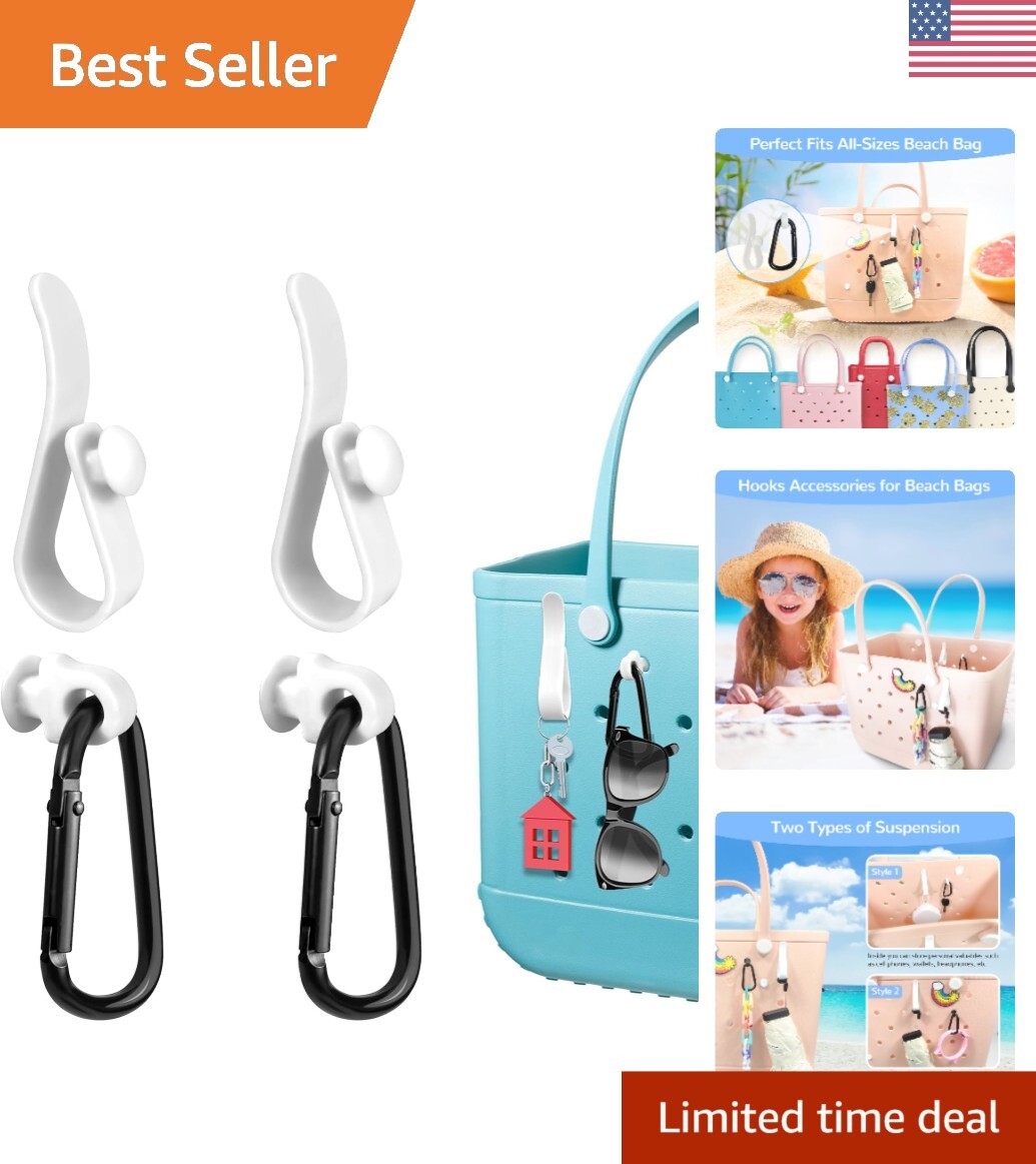 Adjustable 4-Piece Hook Set for Beach Bags - Lightweight & Travel Ready