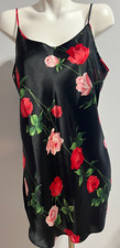 Secret Treasures Women Black Red Roses Satin Floral Nightgown Nightie Chemise 1X