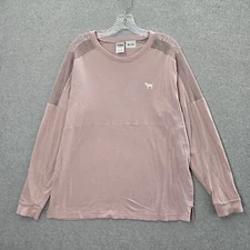PINK Victoria's Secret Women Sweatshirt L Mauve Activewear Mesh Shoulder