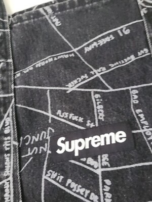 SS19 Supreme Gonz Map Denim Tote Cotton Artwork By Mark