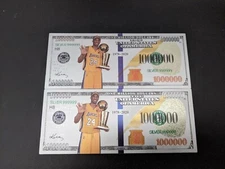 $1,000,000 24K Silver Foil Kobe Bryant Collectible Novelty Bill Lakers NBA Champ