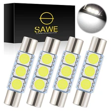 4 x SAWE White LED Sun Visor Vanity Mirror Lights Bulbs T6 6612F 6614F 6641 28mm