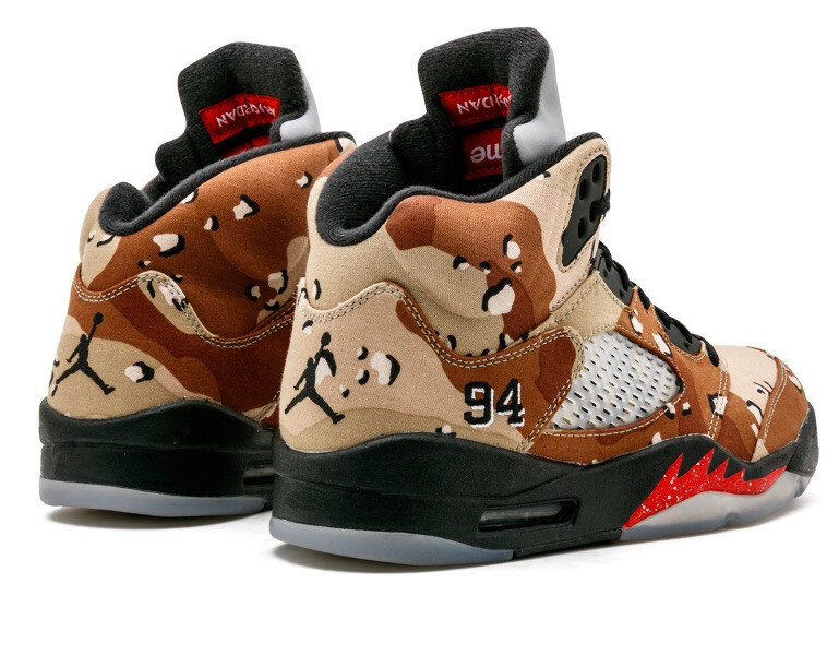 SUPREME X NIKE AIR JORDAN RETRO 5 DESERT CAMO DEADSTOCK 824371-201