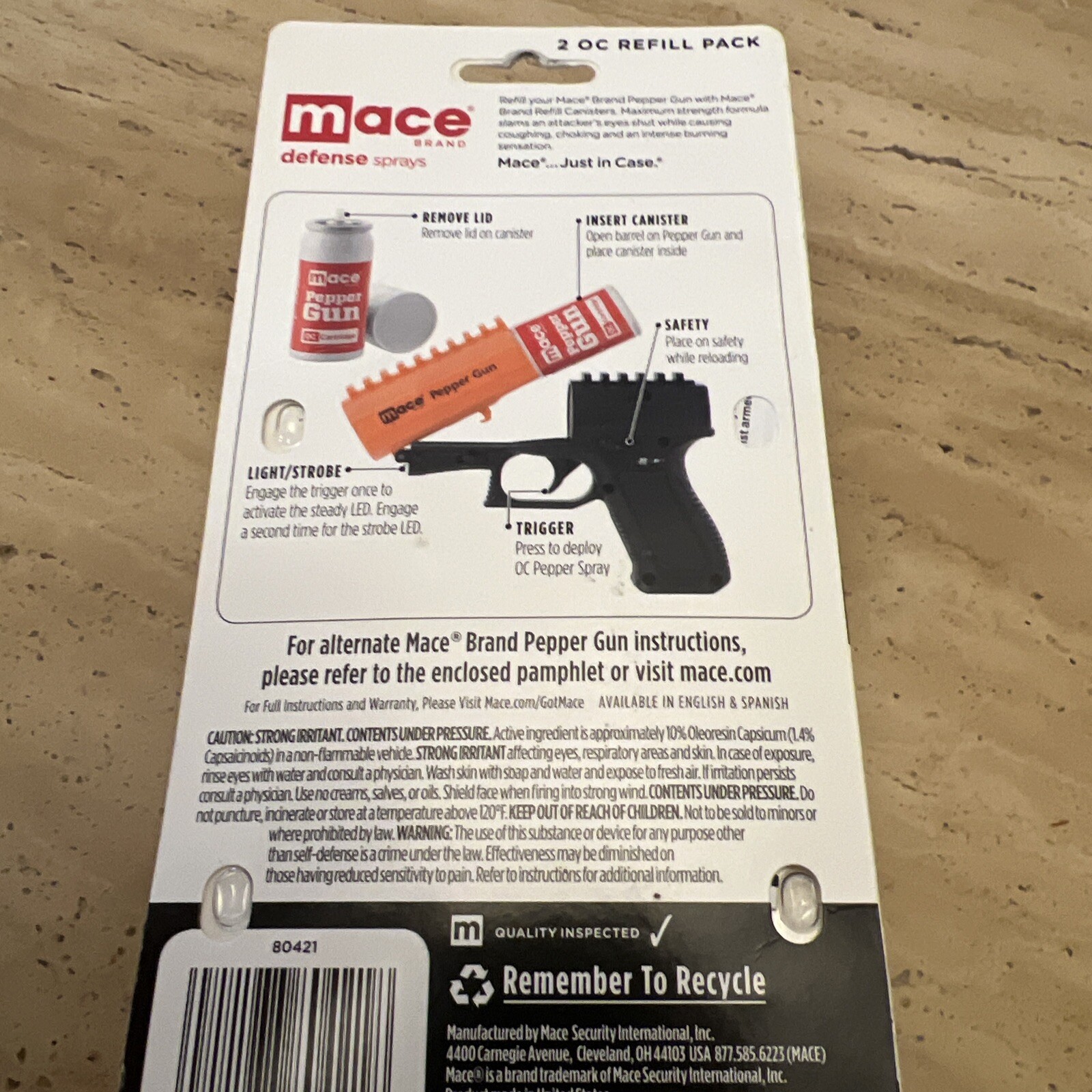 Mace Pepper Gun Refill Cartridges 2Pack OC Pepper Spray (80421
