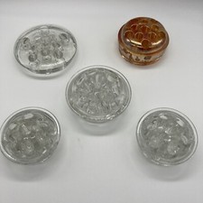 5 Vintage Glass Flower Frogs Vase Various Sizes Clear Marigold Dome Floral Lot