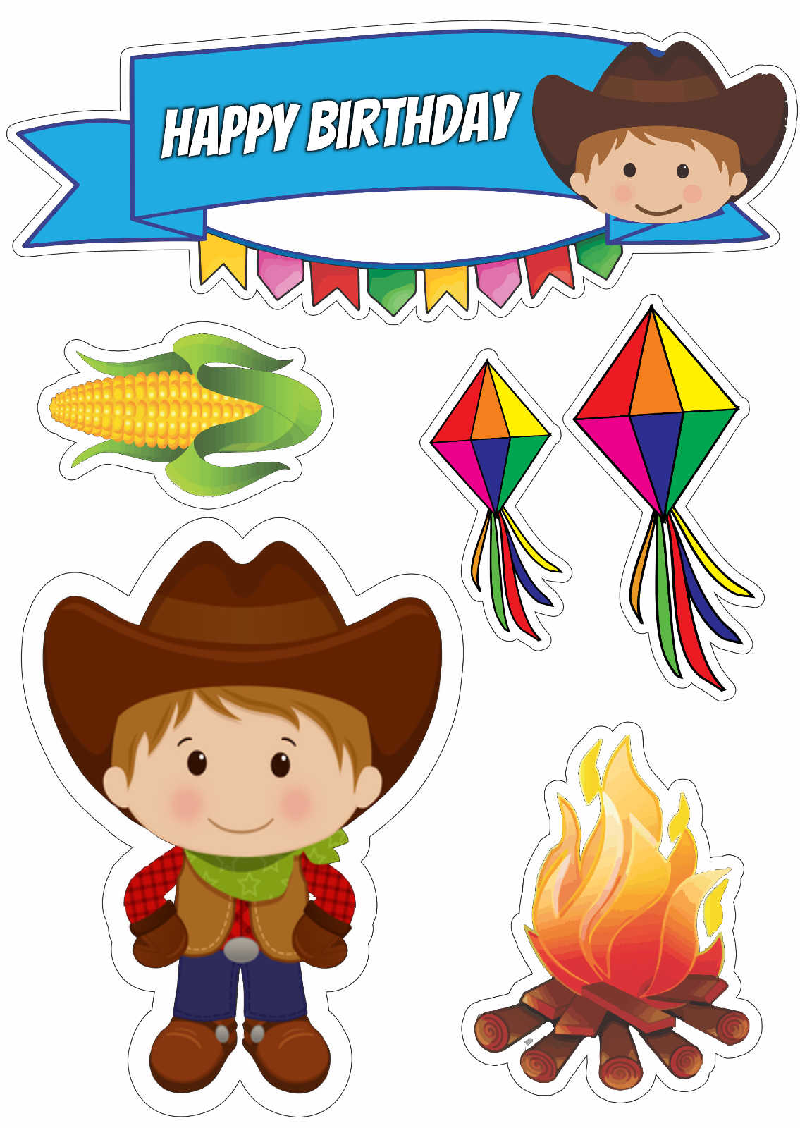 11-teilige Cowboy-Tortendeko – Western-Motiv, Papier & Zahnstocher, Für Geburtstagskuchen & Cupcakes