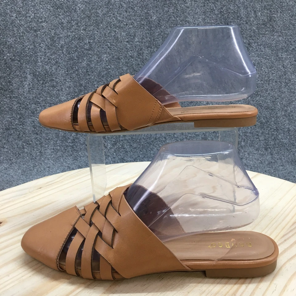 Sandalia de bambú sin cordones para mujer 9 marrón barrido 16 punta cerrada informal imitación cuero Foto 2 de 4