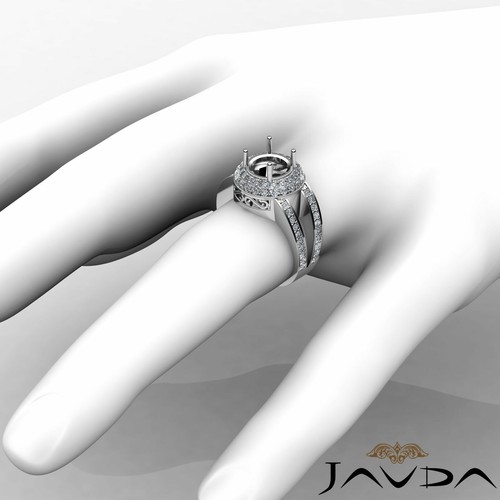 Round Semi Mount Halo Pave Set Diamond Engagement Ring 18k Yellow Gold 1.35Ctw - Picture 10 of 12