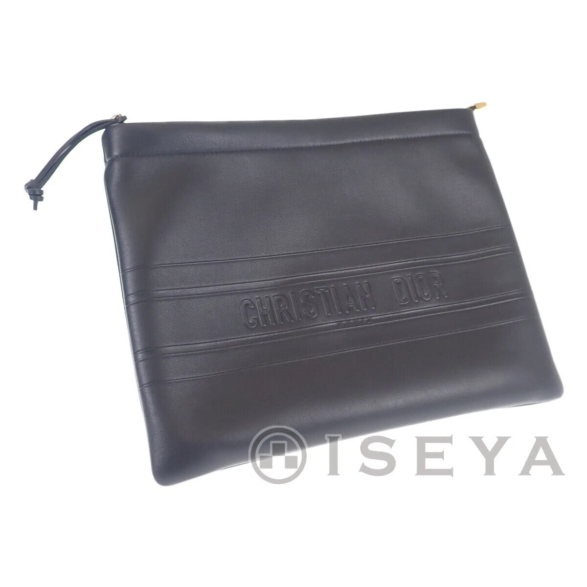 CHRISTIAN DIOR Leather Stripe Pouch 19S5543CGSB Clutch Bag Black Unisex  TGIS | eBay