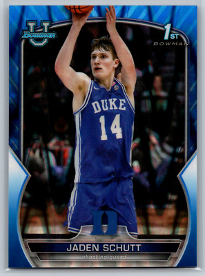 Jaden Schutt 2022-23 Bowman University Chrome Blue RayWave